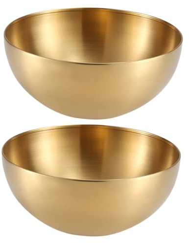 STOBAZA Ciotola per Mescolare in Acciaio 15 Cm, Insalatiera Riutilizzabile per Noodles e Frutta, Set 2 Pezzi per Uso Quotidiano Interno Ed Esterno