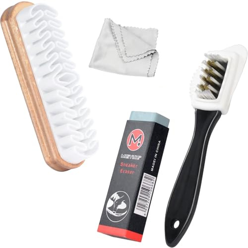 YUNYU 4-teiliges Wildleder-Pflegeset - Wildlederbürste für Schuhe mit Radiergummi & Reinigungstuch - Ultimatives Fleckenentfernungswerkzeug für Wildleder, Nubuk-Sportschuhe