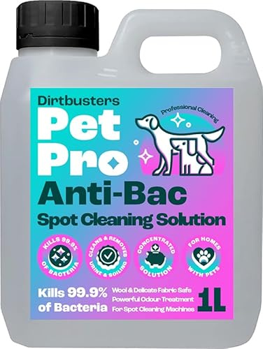 Dirtbusters Anti-Bac Spot Cleaning Solution (1L) | Kills 99.9% of Bacteria, Carpet Cleaner Shampoo for Spot Cleaner Machines, Removes Pet Stains, Neutralises Odours