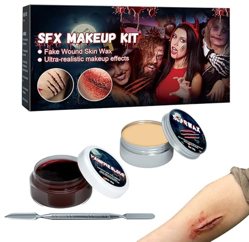 Celuicion Kit de maquillage d'Halloween - Peinture pour le visage à effet spécial - Peinture corporelle lavable pour les plaies , jeu de rôle, théâtre, séance photo, cosplay, adulte