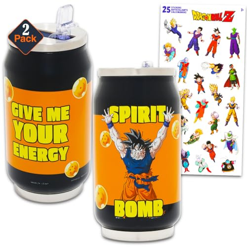 Dragon Ball Z Sippy Cup for Adults - Bundle with 2 Goku Spirit Bomb Tumbler Cups Plus Stickers | Dragon Ball Z Merchandise for Men, Women