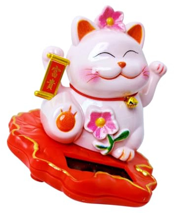 Toyvian Adornos De Gato Suerte Solar Gato Decorativo Brazo Saludando para Coche Suerte para Decorar Hogar y Oficina