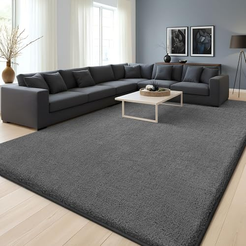 Homaxy Modern vardagsrumsmatta, 200 x 280 cm, rund, mysig, fluffig, mjuk, tvättbar, halkfri undersida, kort lugg, extra stor matta för hall, barnrum