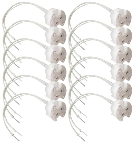 12 Stück GU5.3 Fassung, Fassung Keramik LED MR16 Sockel Niedervolt Halogenfassung MR16 Lampenfassung 12V-250V 3A max 100W 250°C hitzebeständig GU5.3 G4 Lampe Halter für LED und Halogen Leuchtmittel