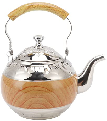 Zjythocyber Théière en acier inoxydable de 1 L, bouilloire à thé épaisse et résistante à la corrosion avec couvercle arrondi et bec verseur de précision, pour préparer du thé ou du café à la m