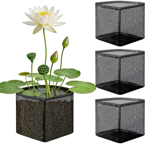 Generico Cestelli per Piante da Laghetto - 4 pezzi in PVC traspiranti, riutilizzabili, resistenti - Vaso per piante acquatiche da stagno - per Interno Esterno Terrazzo Balcone Casa