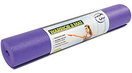 Yoga-Mad Warrior II Yoga Mat | 183cm x 61cm x 4mm | Non Slip Lightweight Exercise Mat | Perfect for Pilates, Yoga, Stretching, Home Workouts and General Fitness (Purple)