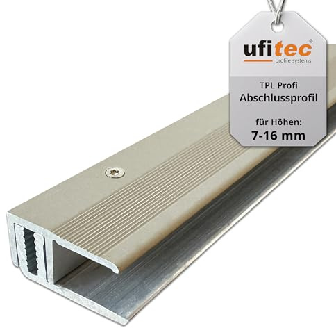 ufitec profilsystem för parkett- och laminatgolv – för beläggningshöjder på 7-16 mm – många färger tillgängliga (slutprofiler 90 cm lång, ljusbrons)