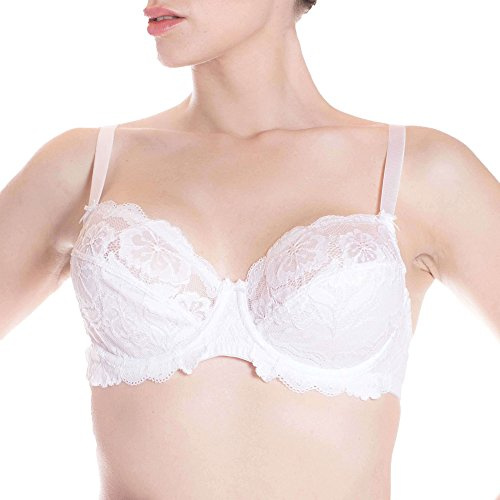 Lepel Belseno Pizzo – Reggiseno Balconcino con Ferretto 3D Non Imbottito | Coppe B C | Taglie 2-7 | Interno Cotone | Art. 251 (Bianco,5C)