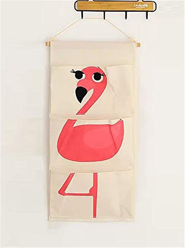 Hängender Organizer mit 3 Taschen Hängeorganizer Hängeaufbewahrung Aufbewahrungstasche für Kinderzimmer Schlafzimmer (Flamingo)
