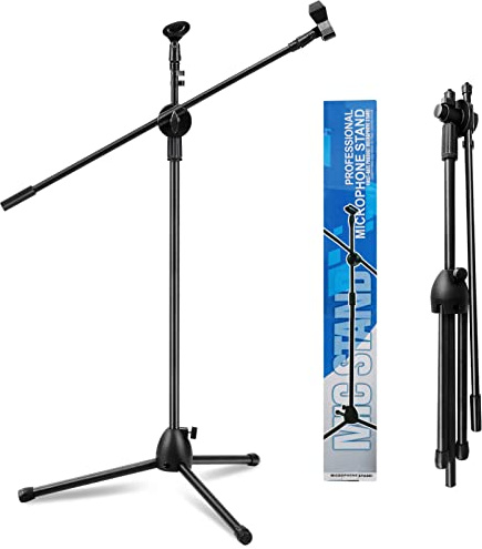 Trintion Mikrofonständer Einstellbare 73-175cm Mikrofonstativ Mikrofon Ständer mit 2 Mikrofonklemmen Einen Stabilen Stand für Singen Studio Rundfunk (73-175cm)