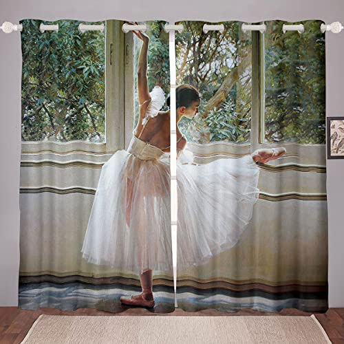 Tende da ballerino, ballerine, tende da finestra per bambini, ragazze, donne, foglie botaniche, per camera da letto, soggiorno, balletto, trattamenti per finestre, W52*L63