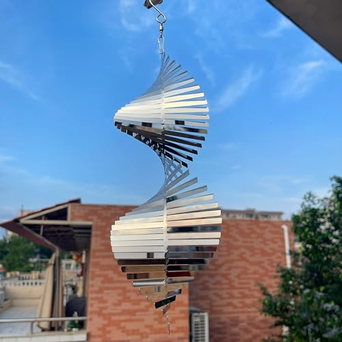Kexsscai Molinillos de viento para colgar en 3D, esculturas de metal de acero inoxidable, esculturas de viento heliciformes y spinners para decoración de jardín interior y exterior, 12 pulgadas