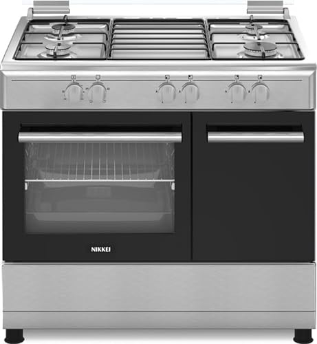 Cucina a gas, Forno elettrico, N° 4 fuochi, 90x60 cm, inox
