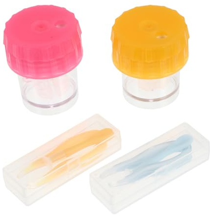 Custodia per Lenti a Contatto Manuale Rotante 2 Set | Design Portatile, in Silicone e Plastica, Adatta a Viaggio, Confezione da Due Pezzi Colore Casuale