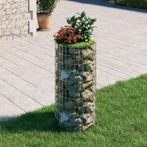 Somanki Gabionen-Hochbeet, Kräuterspirale, Hochbeet Im Garten, Pflanzkübel, Pflanzsteine, Rund Verzinkter Stahl Ø50x100 cm