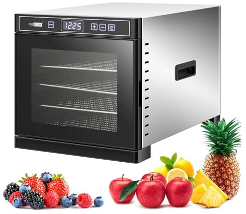 Deshidratador De Alimentos Mejorado Con Pantalla LCD, Temporizador De 24h Y Controlador De Temperatura De 30~90°C, Deshidratador De 6 Capas Para Cecina, Comida Para Perros, Hierbas, Carne Y Frutas