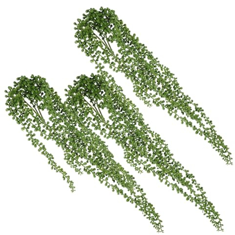 FELTECHELECTR String of Pearls Plant Artificial Hanging Succulents Greenery Sprays Faux Tail Picks 3pcs Fake Lover Tear Plants for Indoor Outdoor Floral Arrangement