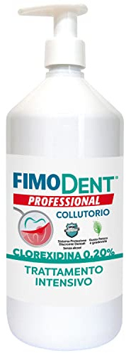 Fimodent Bain de bouche, Chlorhexidine 0,20% avec Système de Protection Contre les Décolorations Dentaires) et Arôme de Menthe - 1000mL avec Distributeur