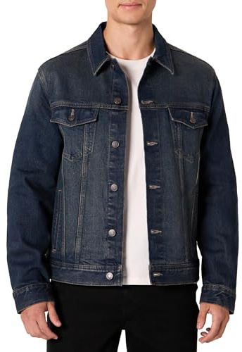 Amazon Essentials mäns låg stretch normal passform jeansjacka, Tonad mörk tvätt, S