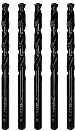 DelitonGude de 8,0 mm Cobalto M35 Brocas de espiral, acero de alta velocidad, juego de 5 unidades, aptas para acero, hierro fundido y otros metales (8,0 mm)