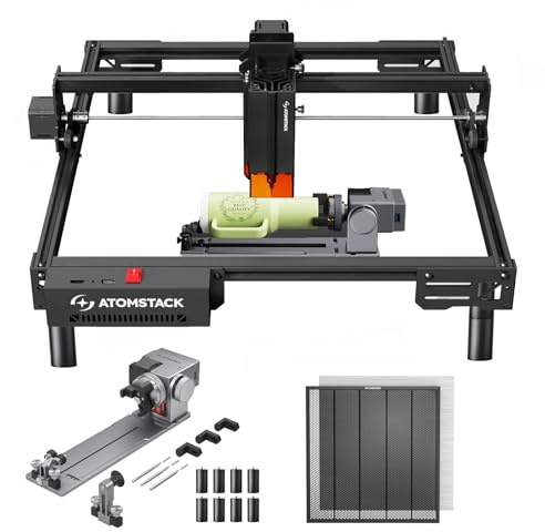 ATOMSTACK A20 Pro V2 20W Ausgangsleistung Laserschneider Lasergravierer mit R8 Rotationsfutter und F4 Waben Laserbett, APP Gravur, Compressed Spot Laser Graviermaschine für Holz Metall Acryl