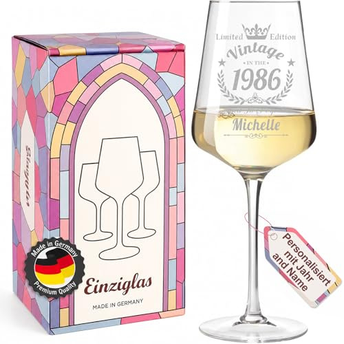 glastal Weinglas mit Gravur Personalisiert mit Jahr und Namen 1986 Geschenk | Leonardo Gläser, 1986 Geschenk 40 Geburtstag Frauen, 560ml Rotweingläser, Geeignet für Geburtstag Muttertag Weihnachten