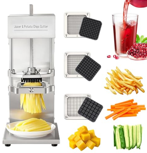 XEEAOFE Macchina per Preparazione Alimenti Elettrica per Tagliare Bastoncini ed Estrarre Succo, Design Commerciale Gestisce Patate, Carote, Arance e Limoni