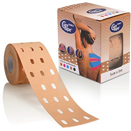 CureTape Punch, Kinesiologie Tape, Sporttape, 5 m x 5 cm, wasserfest, beige