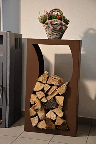 Kaminholzregal Innen aus Metall Welle - Corten Effect