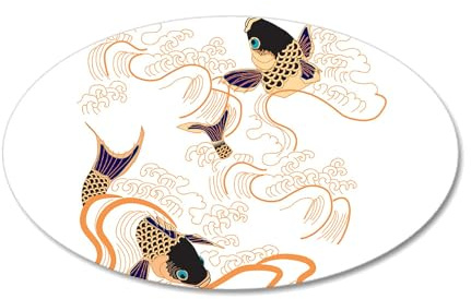 CafePress Koi Fish Tattoo Asian Japanese Decoratio 20x12 Oval Wall Decal, Vinyl Wall Peel, Reusable Cling