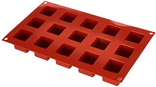 silikomart | SF105 Moule en Silicone pour monoportions CUBE, antiadhésif, 15 cubes, paquet de 1 Moule à gâteau, 35 x 35 mm, h 35 mm, Made in Italy