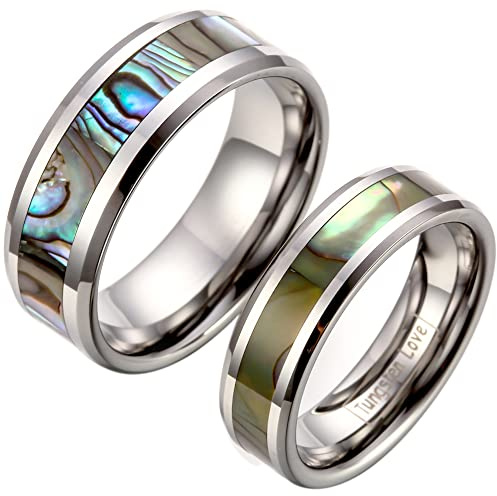 JewelryWe Schmuck 1 Paar Ringe Wolfram Wolframcarbid Partnerringe Freundschaftsringe Eheringe Trauringe Verlobungsringe Hochzeit Band, mehrere Modelle