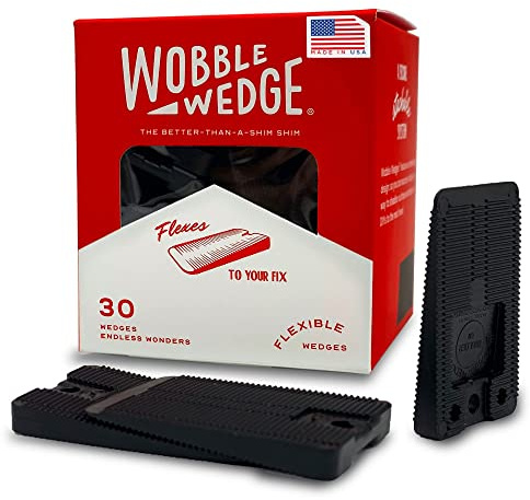 Wobble Wedges Flexible Plastic Shims, 30 Pack - Made in USA - Multi-Purpose Shim Wedges for Home Improvement & Work - Plastic Wedge, Table Shims for Leveling, Toilet & Furniture Levelers - Black