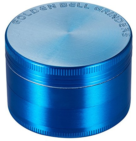 LIHAO Grinder Gewürzmühle Kräutermühle Crusher 4-teilig (Blau) | Grinder Set 5 cm mit Pollen Scraper Sieb Auffangfach für trockene Kräuter Gewürze Kaffee als Kräuter Zerkleinerer
