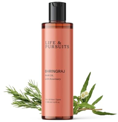 Life & Pursuits Bhringraj Hair Growth Oil 6.8 Fl Oz, Natural Ayurveda Scalp Therapy For Men & Women| Rosemary, Amla, Hibiscus, Tea Tree & Coconut| Reduces Itchiness & Dryness| Nourishes Damaged Hair