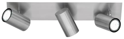 meineWunschleuchte Decken-Strahler Silber aus Metall 3-flammig | Breite 48cm, mit GU10 LED, extern dimmbar, dreh- & schwenkbar, Deckenlampe für Schlafzimmer, Jugendzimmer & Flur