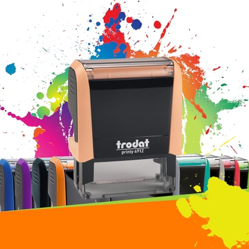 Trodat Printy 4912 - Tampon Encreur Professionnel Automatique 4 lignes À Personnaliser - Empreinte 47 x 18 mm Offerte (Pêche Pastel)
