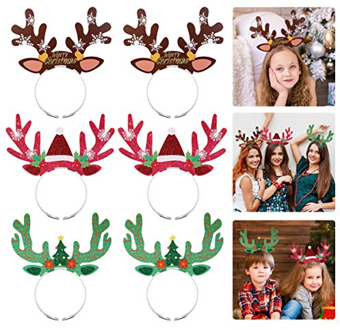 Amosfun 9 x Weihnachts-Haarreifen mit Rentiergeweih, niedlich, Weihnachts-Rentier, Partyzubehör