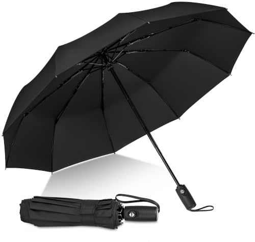ZOMAKE Paraguas Plegable Antiviento,Pequeño Paragua Protección Solar UV para Mujer Hombre,Mini Umbrella con Apertura y Cierre Automático,Resistente al Viento de Secado Rápido(Black)