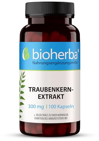100 OPC Traubenkernextrakt Kapseln 300mg – Hochdosiert mit OPC und Selen von BIOHERBA PZN 19642356