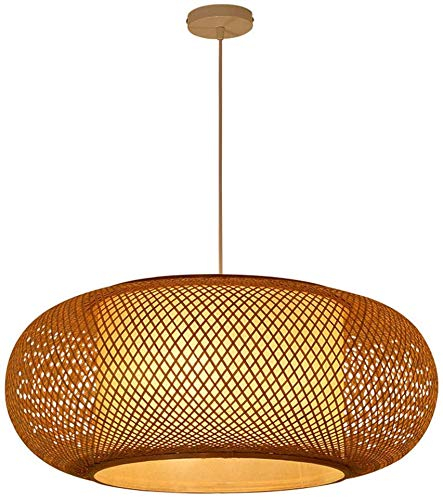 Retro Stil Laterne Pendelleuchte, Bambus Lampenschirm Deckenleuchte, Schlafzimmer Wohnzimmer Decke Kronleuchter Teehaus Esszimmer Bambus Lampe Bar Cafe Club Einzelkopf Hängelampe,Braun,40cm(no bulb)