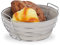Relaxdays Cestino Portapane da Colazione in Metallo, Inserto in Stoffa, Rotonda, Rimovibile, Lavabile, in Grigio, Ferro