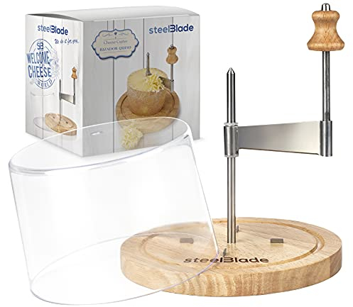 Steelblade 052260 Käsereibe, 18 cm, mit Deckel und Eichenholz, Holz
