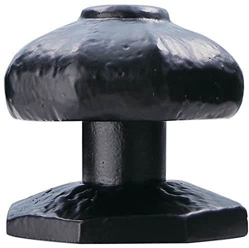 63mm OCTAGONAL Centre Door Knob - Black Antique Hammered Iron Outdoor Handle | Large Centre Door Knob for Front Doors - External Pull Door Knob - Decorative Weatherproof External Handle