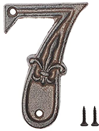 Zayookey Hausnummer Gusseisen Antik 12 cm 3D Hausnummern Ziffer Türnummer Door Number Plaque für Draußen Briefkasten Garten Wohnungen (Nummer 7)