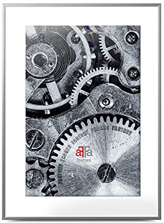 aFFa frames Bilderrahmen 50x70 cm - Aluminium Fotorahmen Alu mit Acrylglas und HDF Rückwand - Posterrahmen für Fotos Urkunden Kunst Bilder Mattsilber