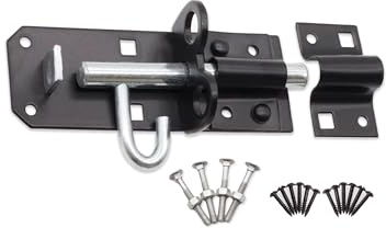 Infinity Decor Black 4” 100mm Iron Brenton Padlock Bolt Door Latch - Heavy Duty Security Privacy Lockable Bolt - for Garden Shed Gate and Wooden Gates