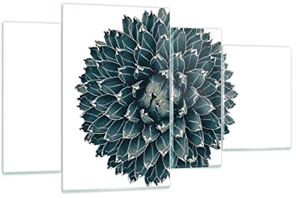 Moderne Impression sur Verre Agave Reine Victoria Image Tableau en Verre Decoration Murale 120x70cm Deco Cadre Salon Chambre Triptyque 4 parties Grand Tableaux Decoratifs Muraux Art GDL120x70-4129
