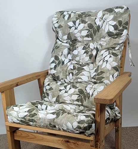 Rattani Polster für Gartenstuhl, Schaukelstuhl Sevila, Gr. 125 x 55 cm, Colore Plant HOJAS grau/beige
